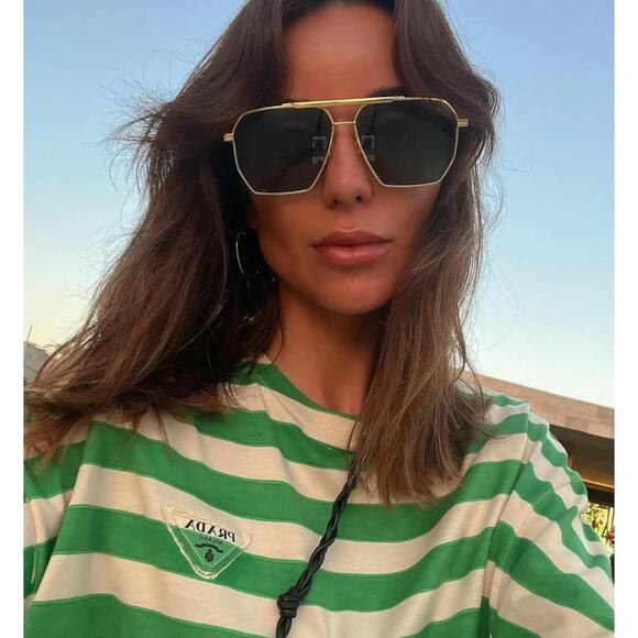 NEW Bottega Veneta BV1012S Green Lens Aviator